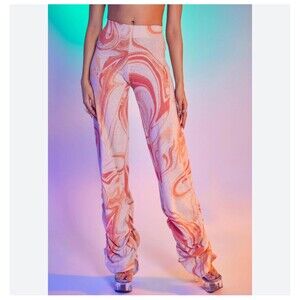 Jaded London Orange Swirl Knit Ruched Hem Jogger Pants Size 0